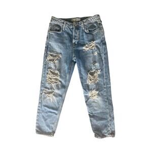 Hayden TOPSHOP Moto Distressed Light Wash Jeans Size 26